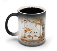 Jubonexis Deux tasses à café en céramique à changement de couleur avec motifs de fantômes féminins mignons, 325 ml