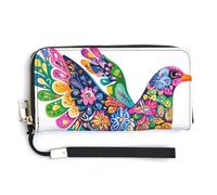 Jubonexis Dove Portefeuille long à deux volets en cuir synthétique avec motifs floraux pour pièces de monnaie, carte de crédit, stockage d'argent pour homme et femme