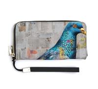 Jubonexis Dove Portefeuille long à deux volets en cuir synthétique pour journaux graffitis, porte-monnaie, carte de crédit, porte-cartes et argent pour homme et femme