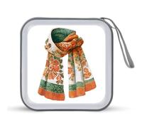 Jubonexis Écharpe tricotée en orange brûlé vert étui de rangement CD DVD étui de rangement portable pour voiture, maison, voyage