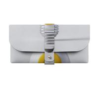 Jubonexis Étui à lunettes en cuir blanc avec un point d'interrogation jaune