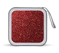 Jubonexis Étui de rangement carré plat rouge pailleté pour CD, DVD, voiture, maison, voyage