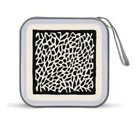 Jubonexis Étui de rangement minimaliste en linogravure - Grande forme abstraite - Pour CD, DVD - Portable - Pour voiture, maison, voyage