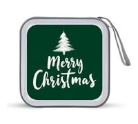 Jubonexis Étui de rangement minimaliste pour CD/DVD Merry Christmas on Green Tree