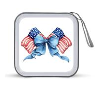 Jubonexis Étui de rangement portable avec deux drapeaux américains croisés avec nœud