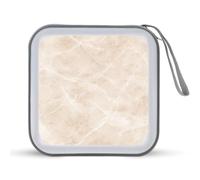 Jubonexis Étui de rangement portable beige clair marbré veines blanches pour CD, DVD, voiture, maison, voyage