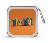Jubonexis Étui de rangement portable pour CD DVD et CD avec inscription « Word Thankful in Colorful Letters » - Pour voiture, maison, voyage