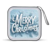 Jubonexis Étui de rangement portable pour CD, DVD et CD - Inscription Merry Christmas en argent métallisé - Pour voiture, maison, voyage