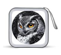 Jubonexis Étui de rangement portable pour CD DVD et CD Nocturnal Owl Snowy Winter pour voiture, maison, voyage