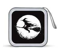 Jubonexis Étui de rangement portable pour CD DVD Full Moon A Witch Flying on Balai