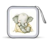 Jubonexis Étui de rangement portable pour CD/DVD Motif éléphant aquarelle