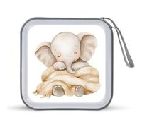 Jubonexis Étui de rangement portable pour CD/DVD Motif éléphant endormi aquarelle