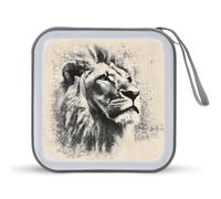 Jubonexis Étui de rangement portable pour CD/DVD Motif lion à pois