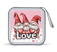 Jubonexis Étui de rangement portable pour CD DVD Motif nain de Saint-Valentin Rose