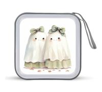 Jubonexis Étui de rangement portable pour CD, DVD, voiture, maison, voyage avec deux fantômes mignons avec nœuds verts