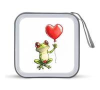 Jubonexis Étui de rangement portable pour CD, DVD, voiture, maison, voyage Motif grenouille tenant un ballon rouge