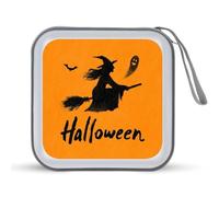 Jubonexis Étui de rangement portable pour CD, DVD, voiture, maison, voyage Motif silhouette de sorcière sur un balai