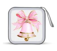 Jubonexis Étui de rangement portable pour CD, DVD, voiture, maison, voyage - Rose - Cloche de Noël avec nœud
