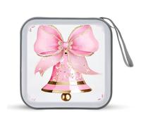 Jubonexis Étui de rangement portable pour CD, DVD, voiture, maison, voyage - Rose - Cloche de Noël avec nœud