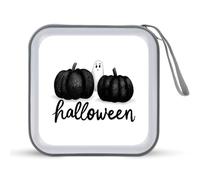 Jubonexis Étui de rangement portable pour CD, DVD, voiture, voyage, citrouilles et fantômes d'Halloween