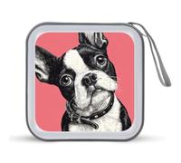 Jubonexis Étui de rangement portable pour CD et DVD Motif chien Boston Terrier