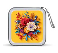 Jubonexis Étui de rangement pour CD et DVD Motif floral mexicain coloré sur jaune