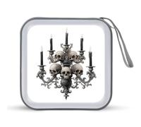 Jubonexis Étui de rangement vintage baroque Candélabre crânes effrayants Halloween CD DVD étui de rangement portable pour voiture, maison, voyage