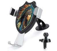 Jubonexis Fantasy Native Woman Coiffe à plumes Support de téléphone de voiture Triangle Clip Base Grille d'aération Support de téléphone portable Accessoires automobiles pour smartphones portables de