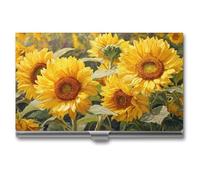 Jubonexis Field of Sunflowers Porte-cartes de visite fin en métal pour homme et femme