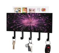 Jubonexis Fireworks Explosion Support mural en acrylique avec 5 crochets pour clés à domicile ou bureau Violet magenta