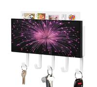 Jubonexis Fireworks Explosion Support mural en acrylique avec 5 crochets pour clés à domicile ou bureau Violet magenta