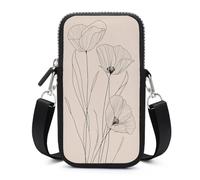 Jubonexis Flower Line Art Minimaliste Boho Trendy Art Sac à bandoulière pour téléphone portable Smartphone Sac avec sangle réglable