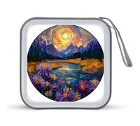 Jubonexis Flowing River Sunrise Étui de rangement portable pour CD, DVD, voiture, maison, voyage