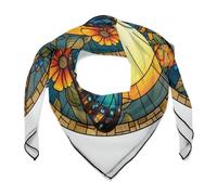 Jubonexis Foulard carré en satin avec ailes ouvertes Motif papillon Bleu