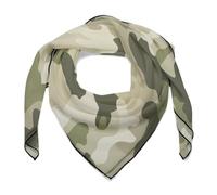 Jubonexis Foulard carré en satin pour femme Motif camouflage Vert beige