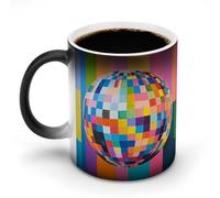 Jubonexis Funky Colors Tasse à café en céramique changeant de couleur Motif boule disco 325 ml