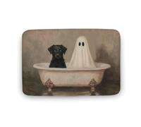 Jubonexis Ghost And Black Dog in A Bath Tapis de porte de salle de bain extra doux en velours corail, absorption rapide de l'eau, antidérapant et confortable, 40 x 60 cm