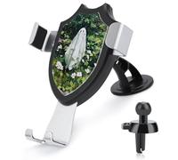 Jubonexis Ghost in The Garden Support de téléphone de voiture à fleurs blanches avec base triangulaire à clip pour grille d'aération Accessoires automobiles pour smartphones de 4 à 6 pouces