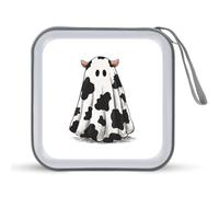 Jubonexis Ghost is wearing a Cow Print Sheet CD DVD Case Portable for Car Home Travel