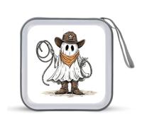 Jubonexis Ghost wearing a Brown Cowboy Hat Case CD DVD Case Portable for Car Home Travel