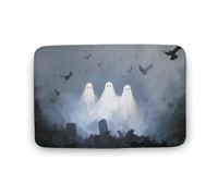 Jubonexis Ghosts Flottant dans le ciel Tapis de porte de salle de bain en velours corail extra doux, absorption rapide de l'eau, antidérapant, confortable, 50 x 80 cm