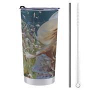 Jubonexis Gobelet de voyage de 591 ml avec motif de cowgirl occidentale aux cheveux longs blonds, tasse à café isotherme en acier inoxydable avec couvercle à paille et brosse de nettoyage