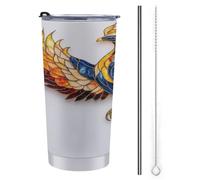 Jubonexis Gobelet de voyage en acier inoxydable avec couvercle à paille et brosse de nettoyage - Motif phénix majestueux - 591 ml
