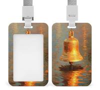 Jubonexis Golden Bell Sunlight Shines Porte-badge rétractable à clip pour carte de protection pour le travail, le bureau, les médecins, les infirmières
