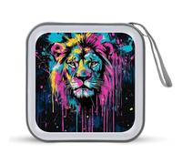 Jubonexis Graffiti Lion Étui de rangement portable pour CD, DVD, voiture, maison, voyage