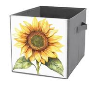 Jubonexis Grand cube de rangement en forme de tête de tournesol pour aquarelle - Paniers de rangement pliables en tissu décoratif avec poignées pour étagères, placards, 27 x 27 cm