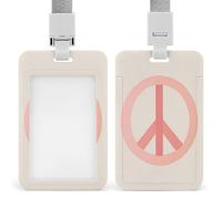 Jubonexis Grand porte-badge rétractable rose pastel pour carte d'identité avec motif signe de paix pour le travail, le bureau, les médecins, les infirmières