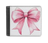Jubonexis Grand portefeuille à deux volets en cuir synthétique souple avec nœud rose, porte-monnaie, carte de crédit, porte-cartes fin pour homme et femme