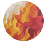 Jubonexis Grand tapis rond moderne antidérapant avec formes abstraites et flammes - 90 cm