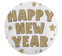 Jubonexis Grand tapis rond moderne antidérapant avec inscription Happy New Year in Glittery Gold 90 cm